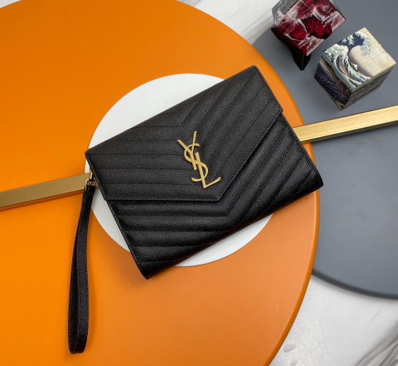 Saint Laurent Cassandre Matelassé Flap Pouch In Quilted Grain De Poudre Embossed Leather 617662