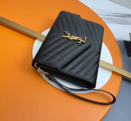 Saint Laurent Cassandre Matelassé Flap Pouch In Quilted Grain De Poudre Embossed Leather 617662