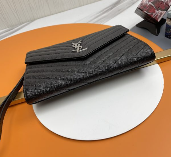 Saint Laurent Cassandre Matelassé Flap Pouch In Quilted Grain De Poudre Embossed Leather 617662