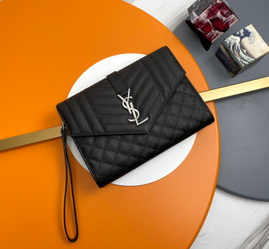 Saint Laurent Cassandre Matelassé Flap Pouch In Quilted Grain De Poudre Embossed Leather 617662