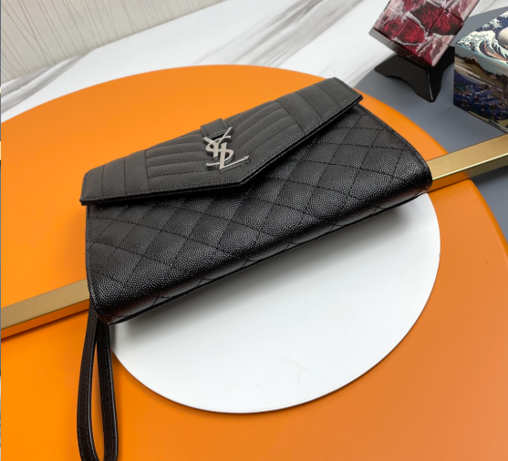 Saint Laurent Cassandre Matelassé Flap Pouch In Quilted Grain De Poudre Embossed Leather 617662