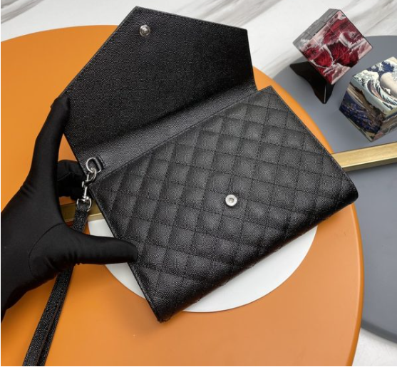 Saint Laurent Cassandre Matelassé Flap Pouch In Quilted Grain De Poudre Embossed Leather 617662