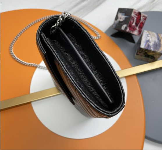 Saint Laurent Classic Cassandre Chain Wallet In Grain De Poudre Leather 377828