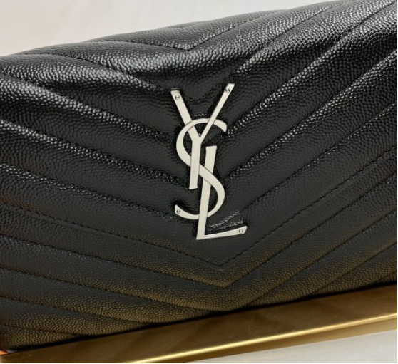 Saint Laurent Classic Cassandre Chain Wallet In Grain De Poudre Leather 377828