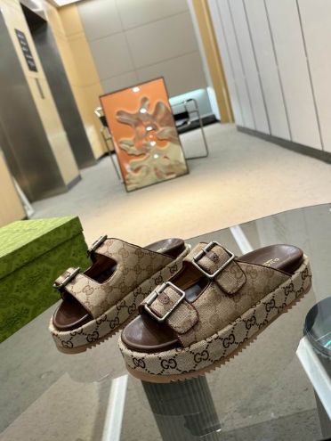 GG Monogram Buckle Platform Sandal