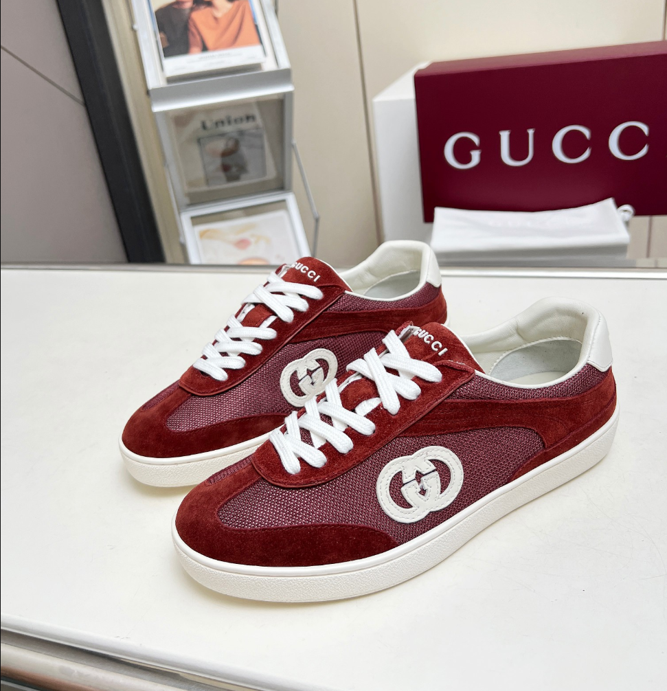 GG Burgundy Heritage Court Sneakers