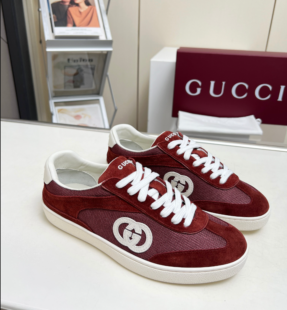 GG Burgundy Heritage Court Sneakers
