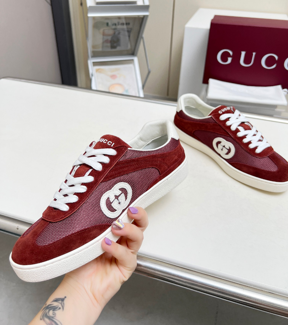 GG Burgundy Heritage Court Sneakers