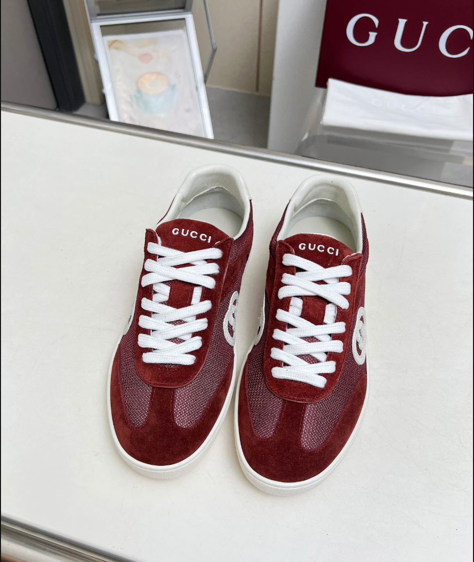 GG Burgundy Heritage Court Sneakers