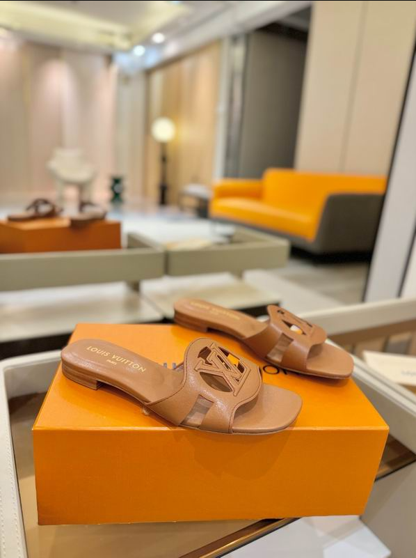 LV Nude Crest Cut-Out Slides
