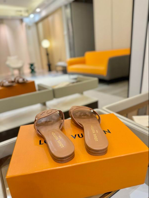 LV Nude Crest Cut-Out Slides
