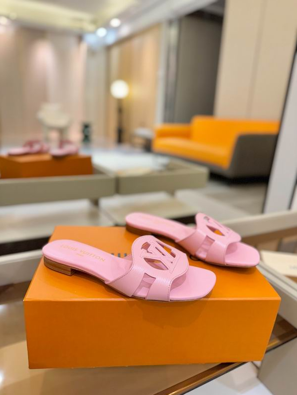 LV Nude Crest Cut-Out Slides