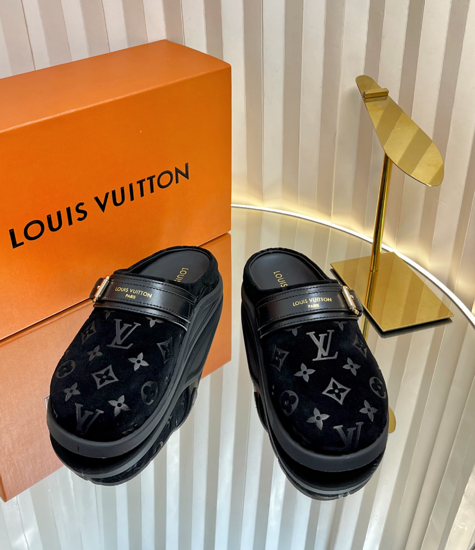 LV Midnight Monogram Luxe Mules