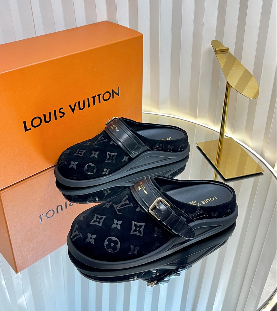 LV Midnight Monogram Luxe Mules
