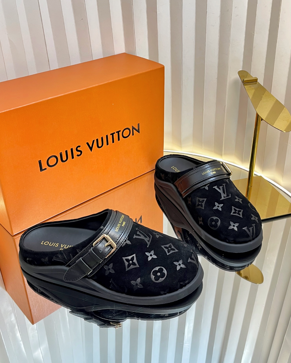 LV Midnight Monogram Luxe Mules