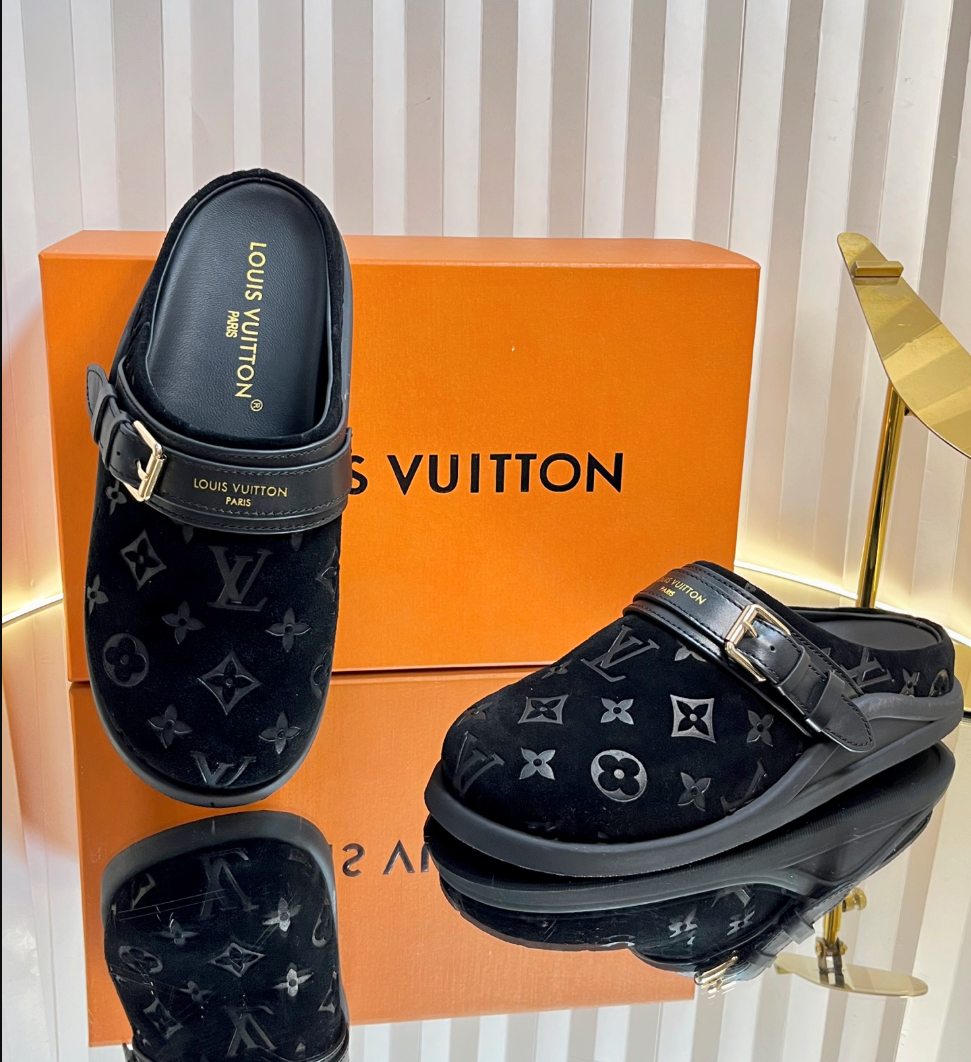 LV Midnight Monogram Luxe Mules