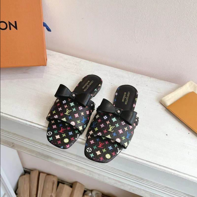 LV Midnight Prism Bow Mules