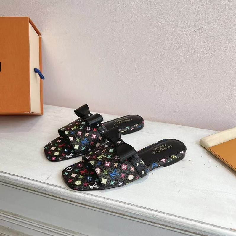LV Midnight Prism Bow Mules