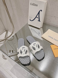 LV Ivory/ Cognac Crest Monogram Slides