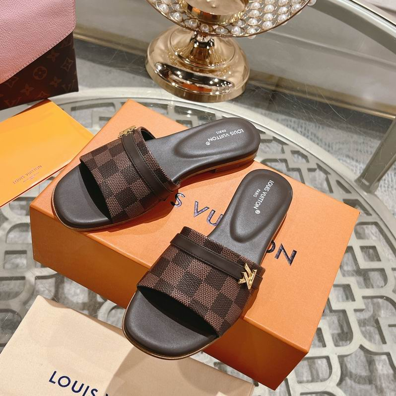 LV Heritage Check Luxe Slides