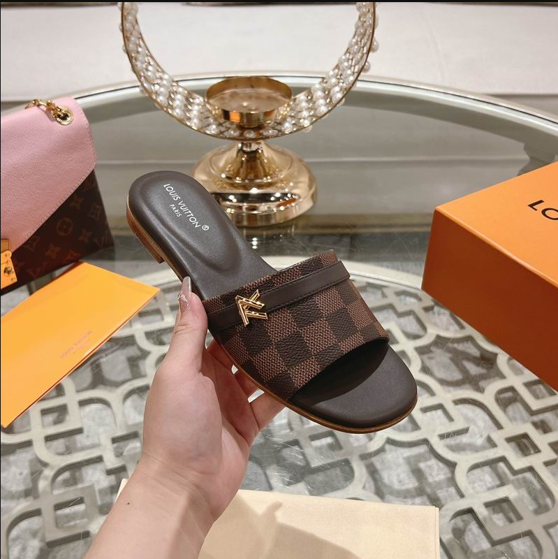 LV Heritage Check Luxe Slides