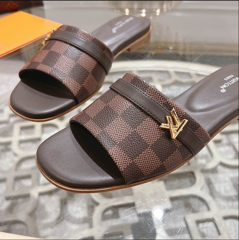LV Heritage Check Luxe Slides