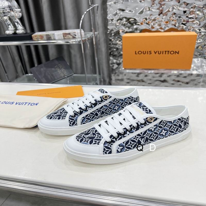 LV Navy Crest Court Sneakers