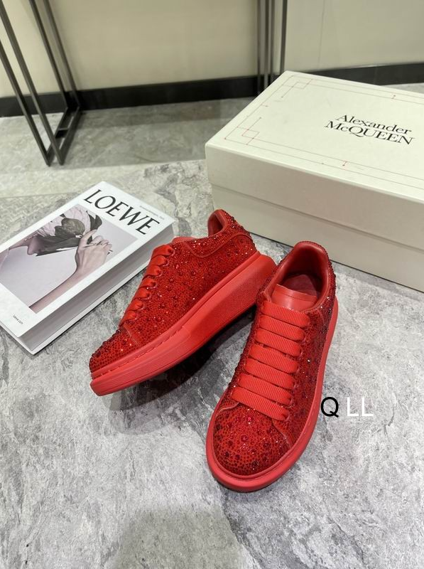 AMQ Crystal Crest Oversized Sneakers Red