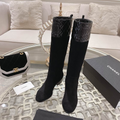 CC Quilted Crest Suede Tall Boots