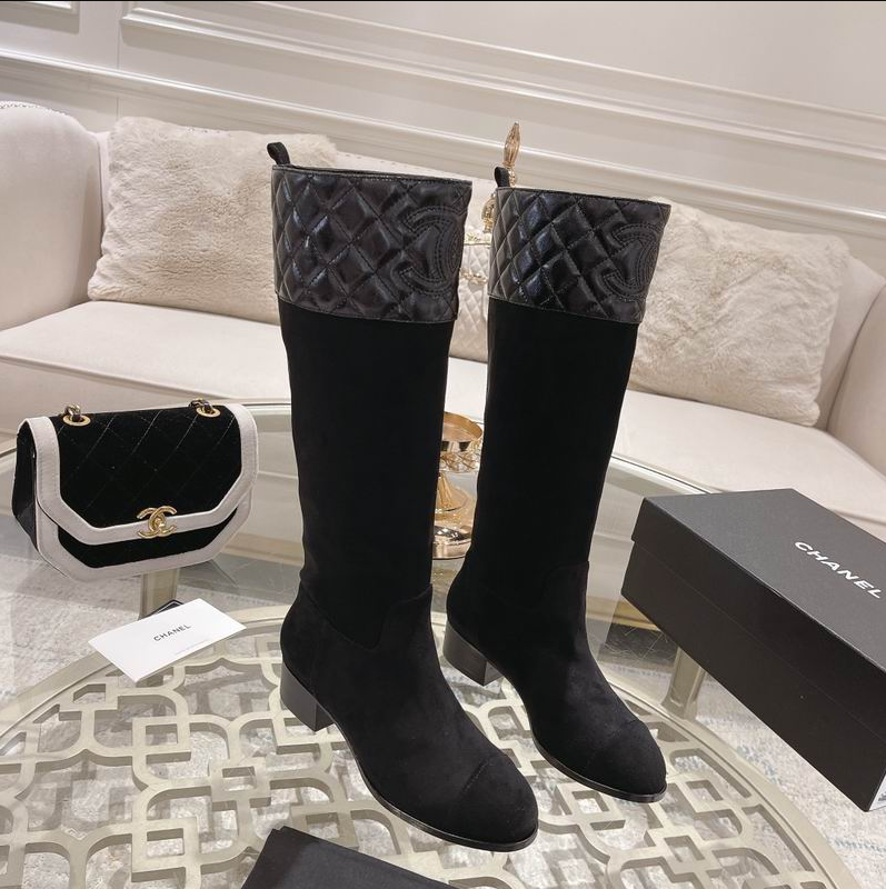CC Quilted Crest Suede Tall Boots