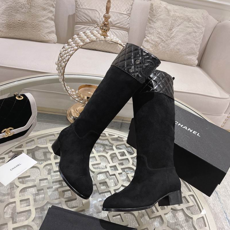 CC Quilted Crest Suede Tall Boots