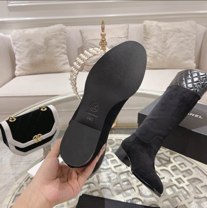 CC Quilted Crest Suede Tall Boots