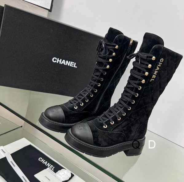 CC Quilted Crest Lace-Up Combat Boots