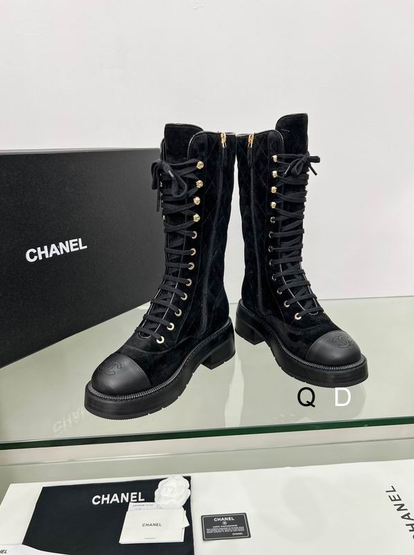 CC Quilted Crest Lace-Up Combat Boots