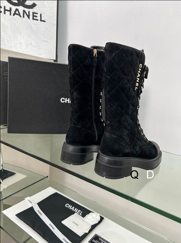 CC Quilted Crest Lace-Up Combat Boots