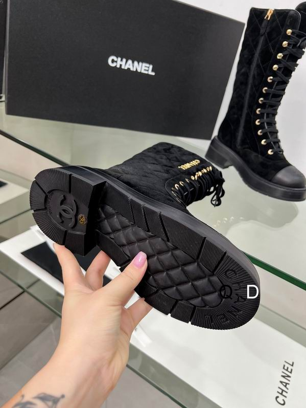 CC Quilted Crest Lace-Up Combat Boots