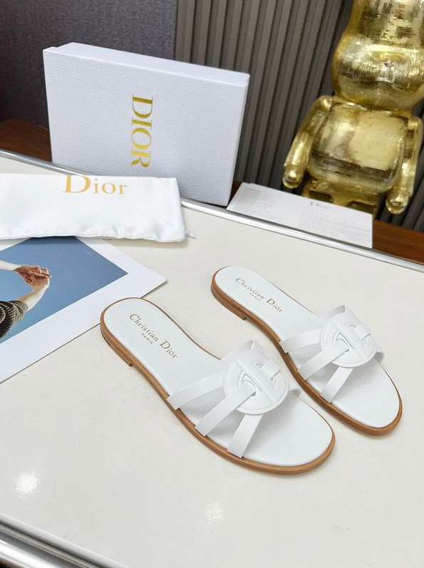 CD Interlock Crest Leather Slides