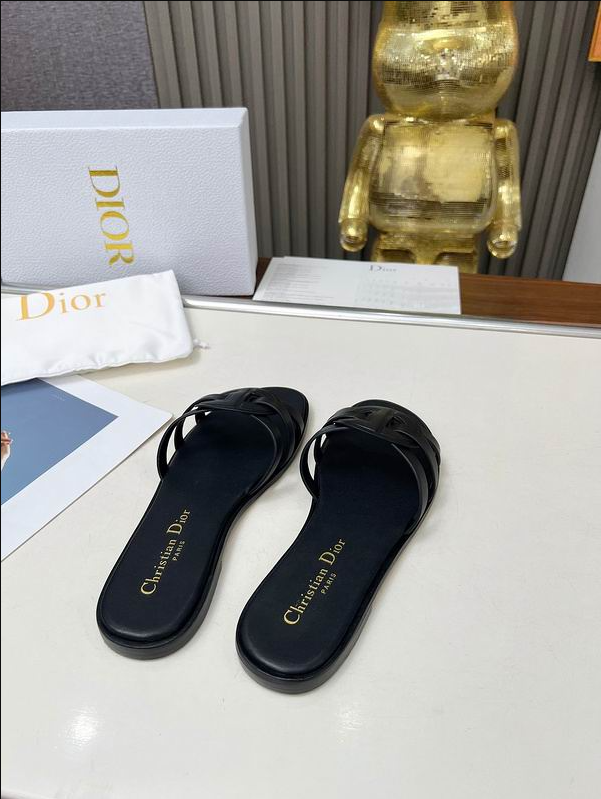 CD Interlock Crest Leather Slides