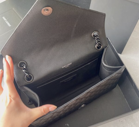 Saint Laurent Envelope Medium In Quilted Grain De Poudre Embossed Leather 487206